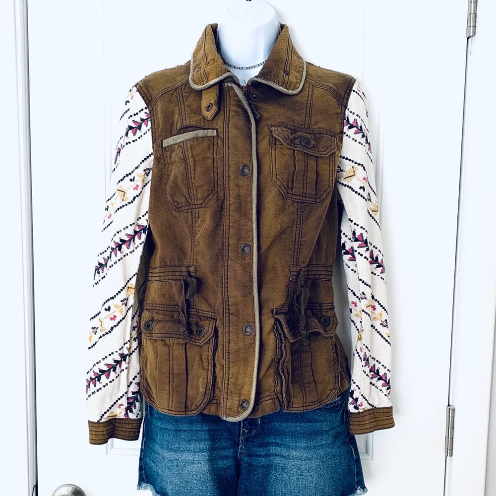 Free People army green field utility jacket EUC
